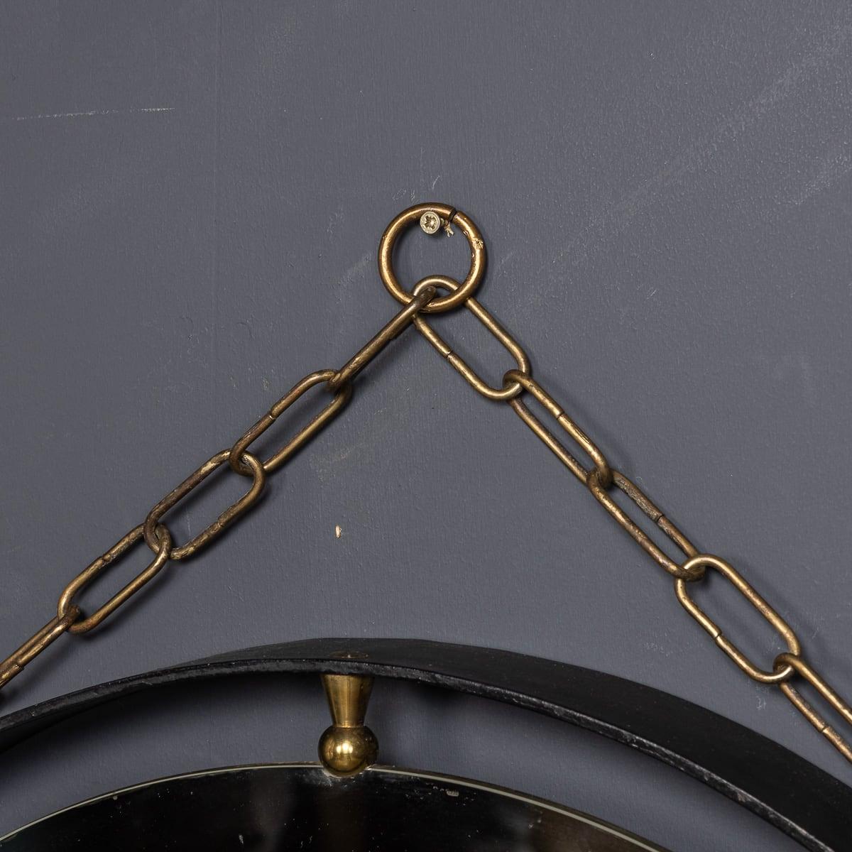 Miroir à cadre en métal noir et console en laiton, Italie, milieu du XXe siècle, c.1950 Bon état - En vente à Royal Tunbridge Wells, Kent