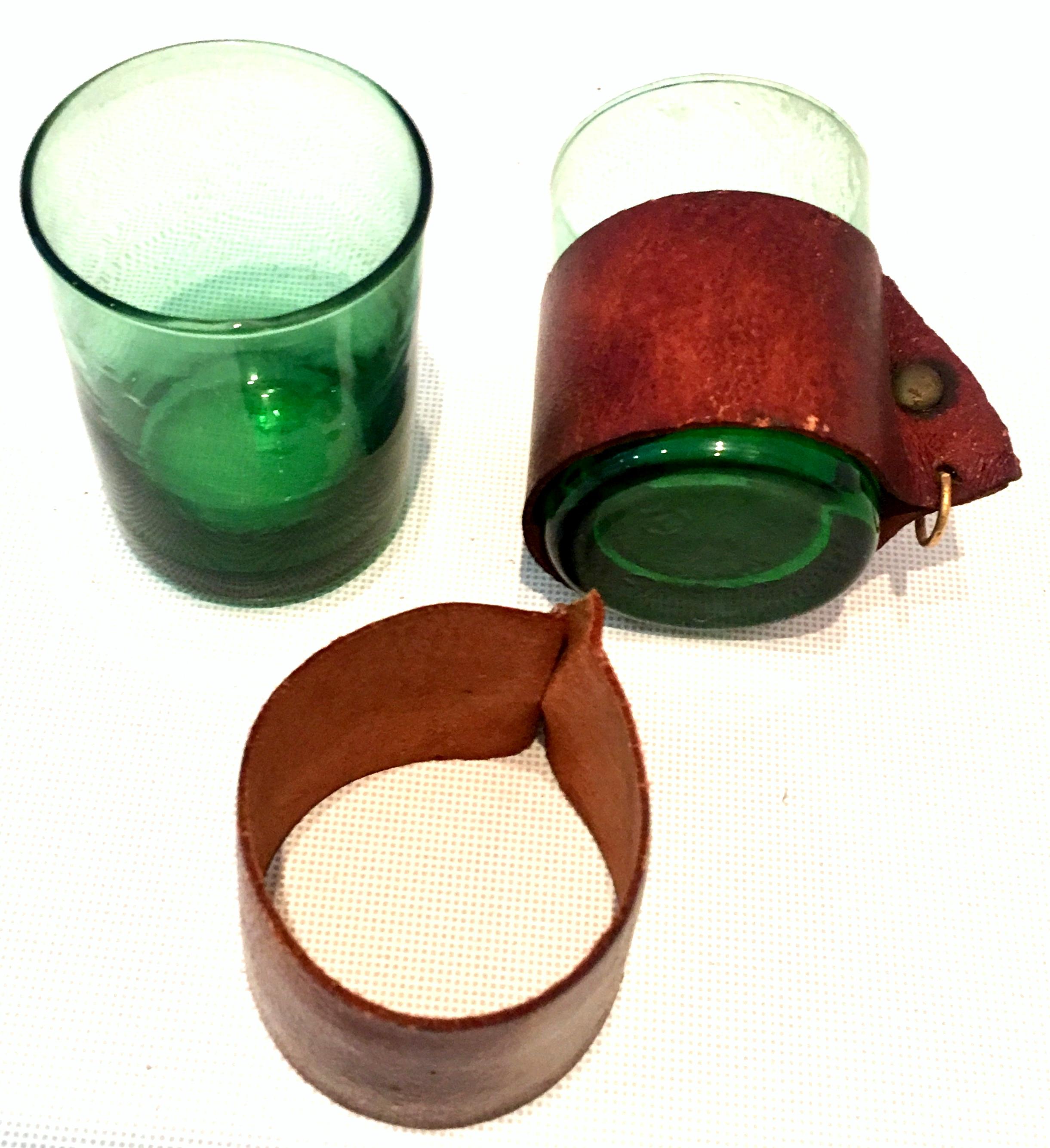 Mid-20th Century Italian Blown Glass & Leather Drinks Set of 10 Pieces For Sale 12