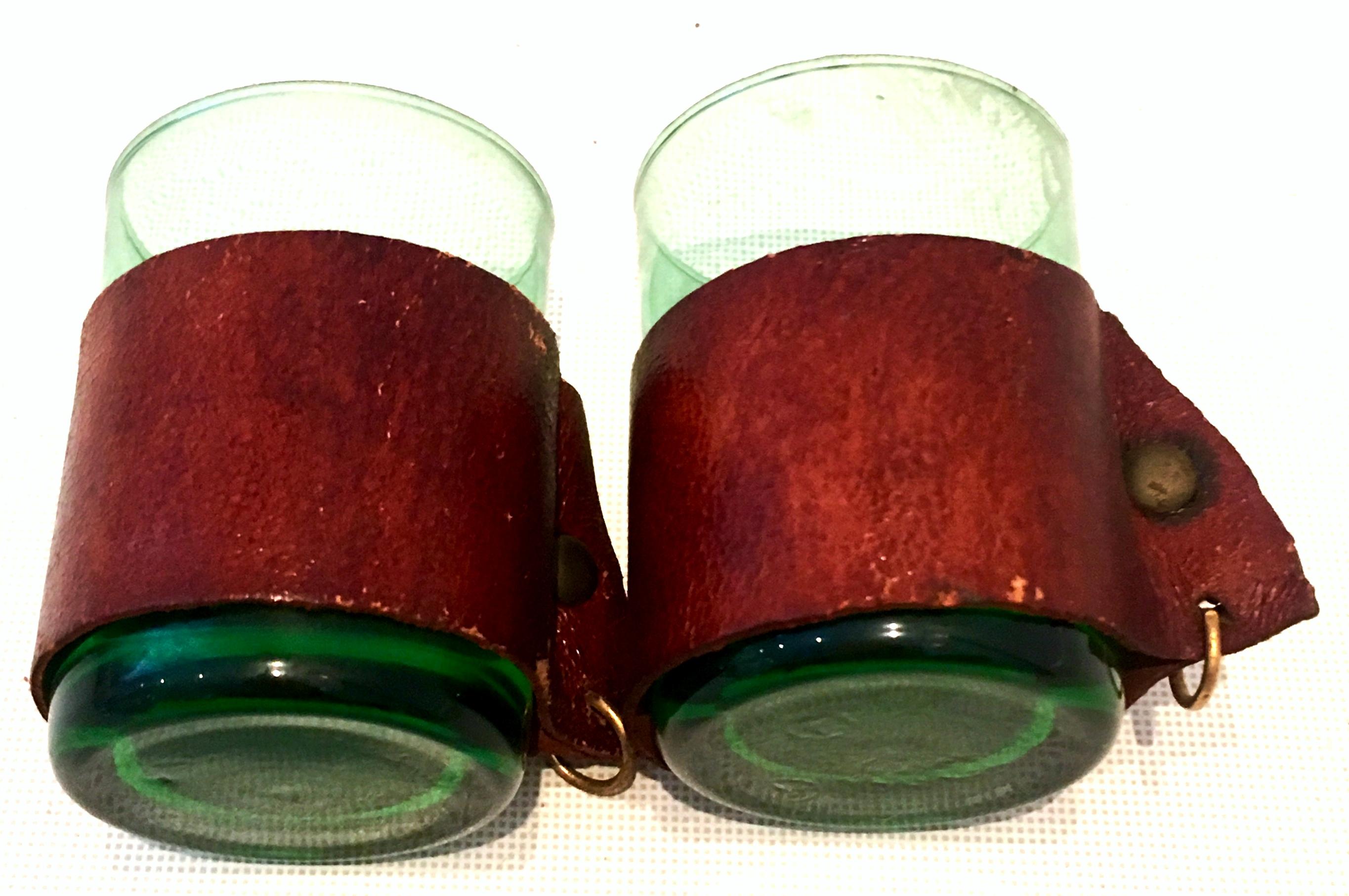 Mid-20th Century Italian Blown Glass & Leather Drinks Set of 10 Pieces For Sale 13