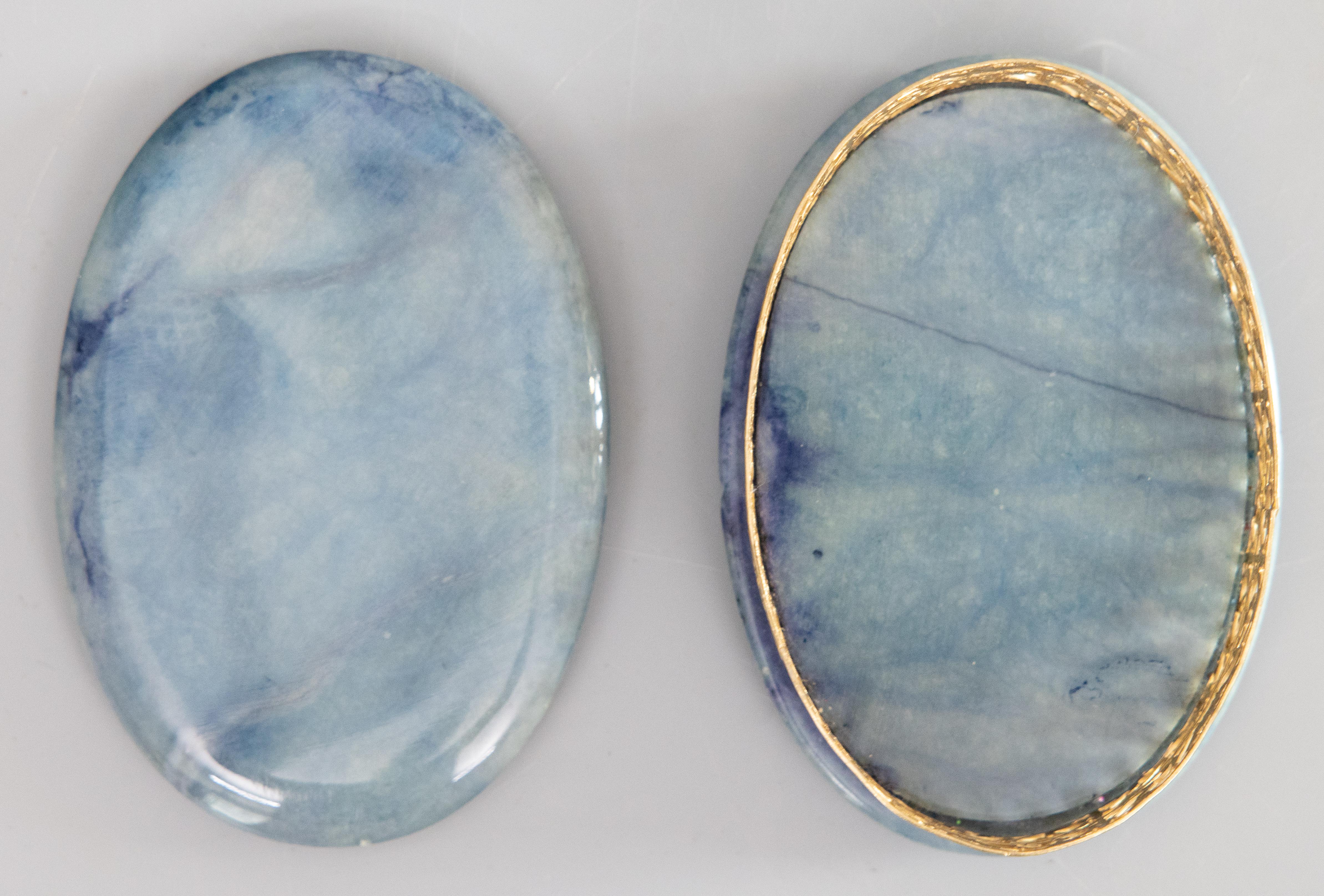 Mid-20th Century Italian Blue Alabaster & Ormolu Jewelry Trinket Box For Sale 2