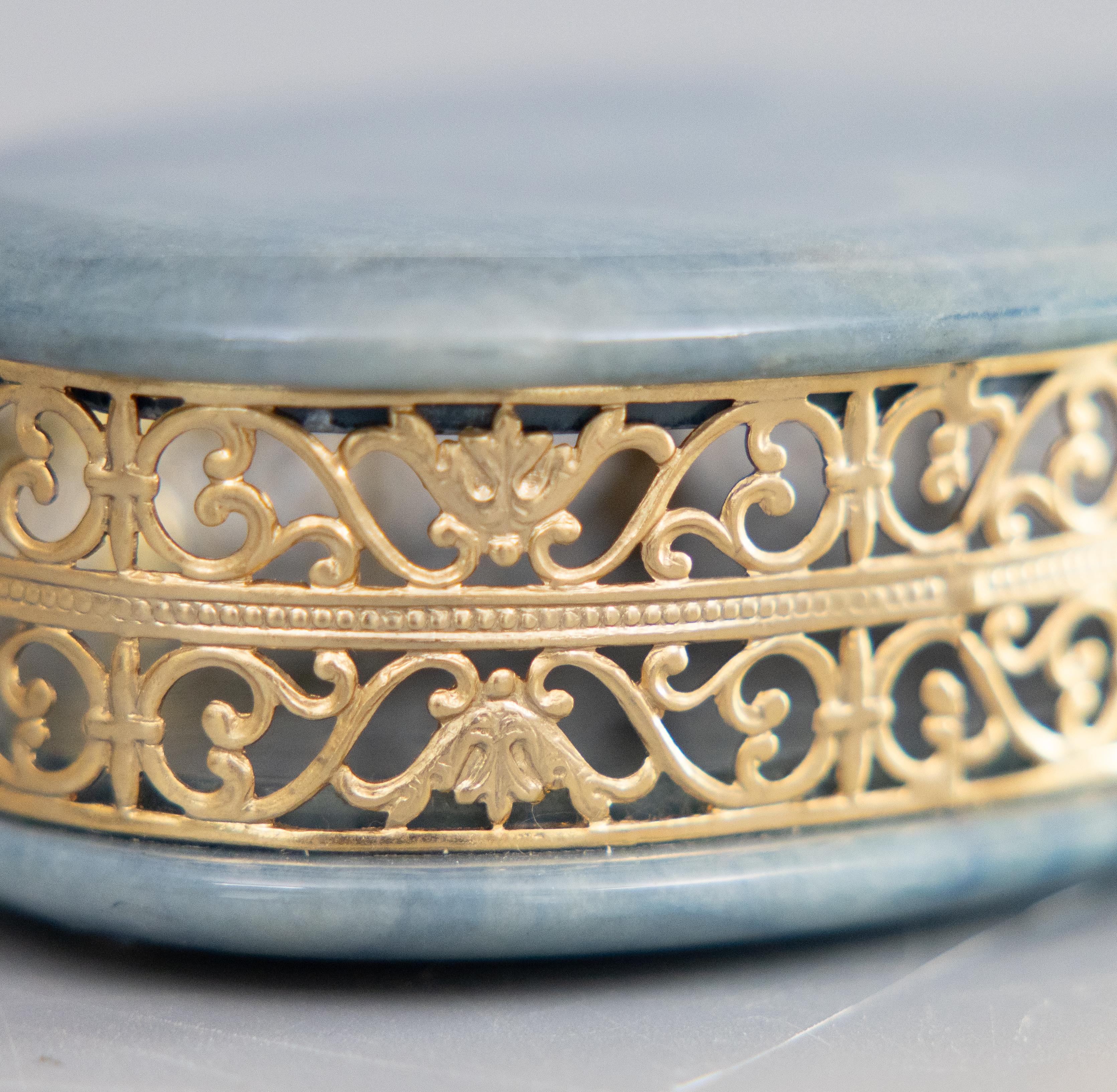 Mid-20th Century Italian Blue Alabaster & Ormolu Jewelry Trinket Box For Sale 4