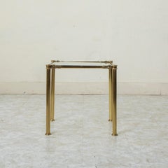 Mesa auxiliar italiana de latón y cristal de mediados del siglo XX, mesa auxiliar