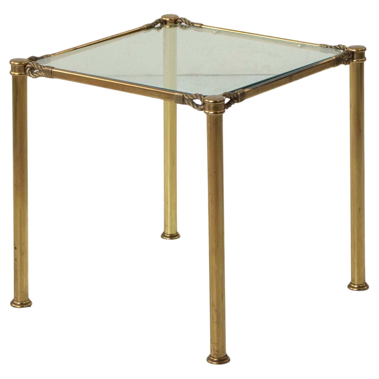Mid-20th Century Italian Brass and Glass Side Table, End Table