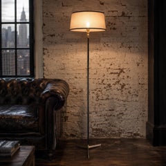 Mid-20th Century Italian brass and leather stitched floor light