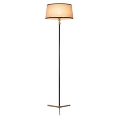Mid-20th Century Italian brass and leather stitched floor light