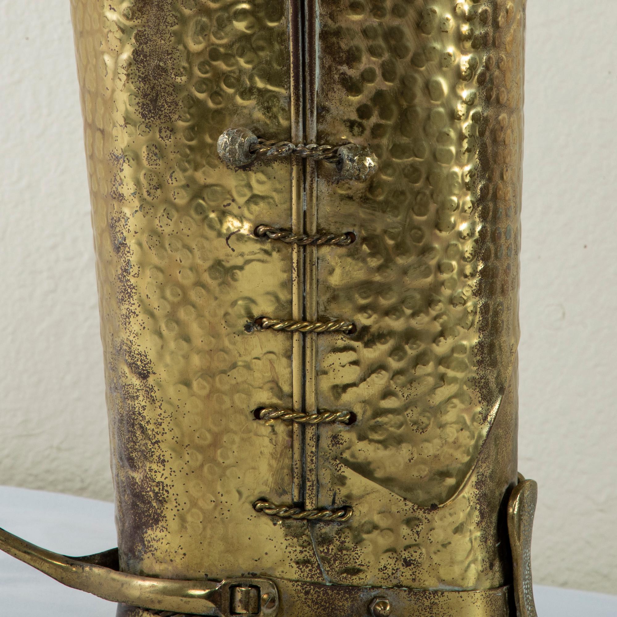 Mid-20th Century Italian Brass Boot Umbrella Stand with Spur 5