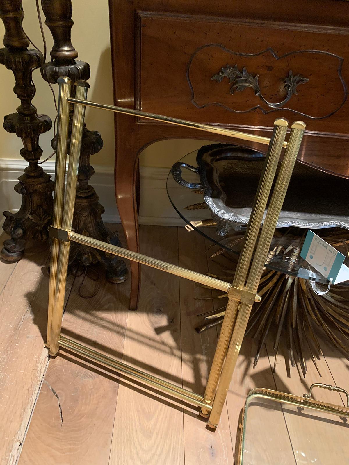 Mid-20th Century Italian Brass and Glass Tray on Folding Stand as Side Table 8