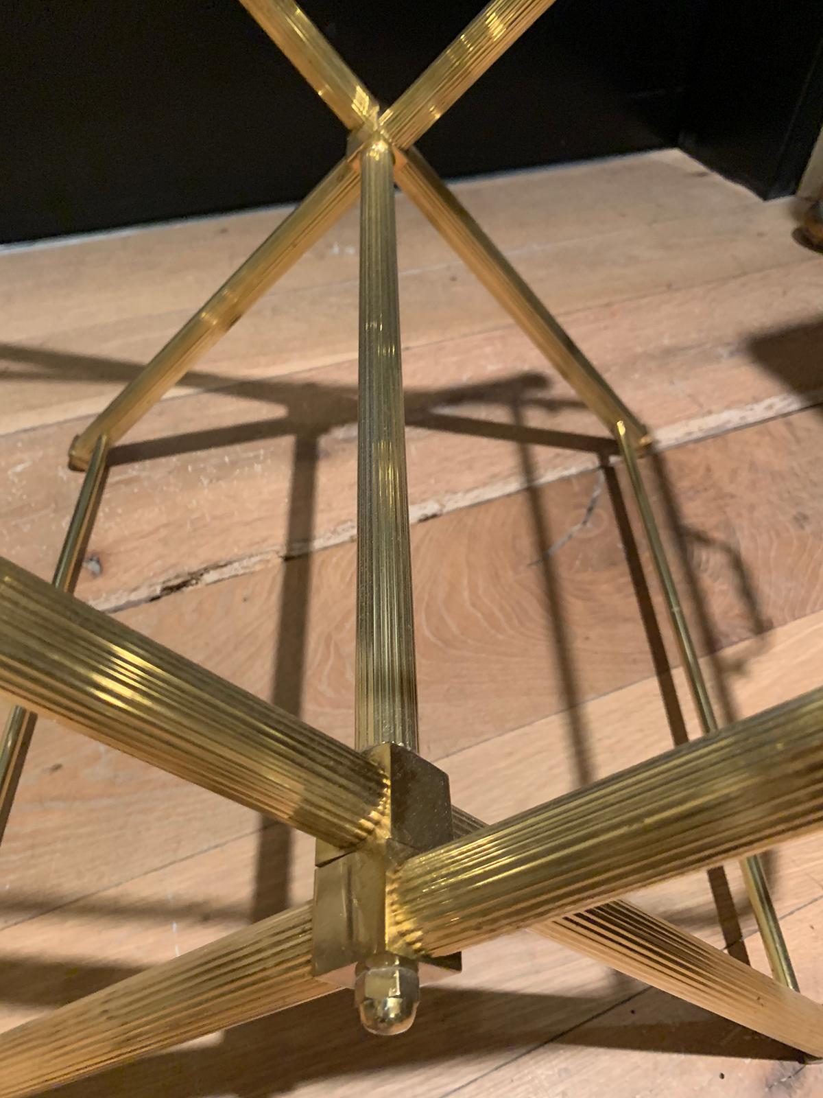 Mid-20th Century Italian Brass and Glass Tray on Folding Stand as Side Table 3