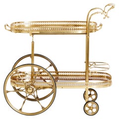 Mid-20th Century Italian Brass / Mahogany Bar Cart