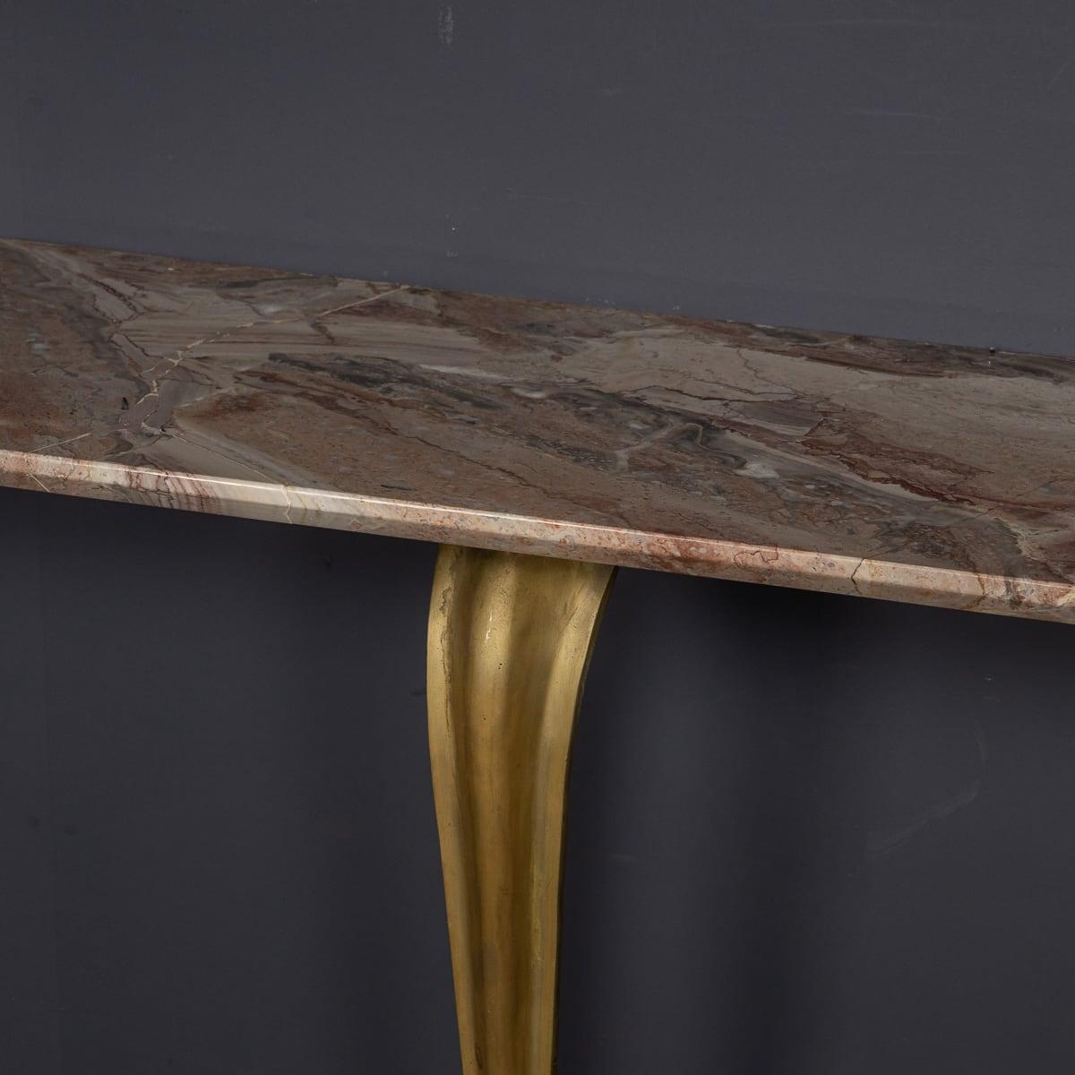 Italiano Console in ottone e marmo della metà del XX secolo con specchio c.1950 in vendita