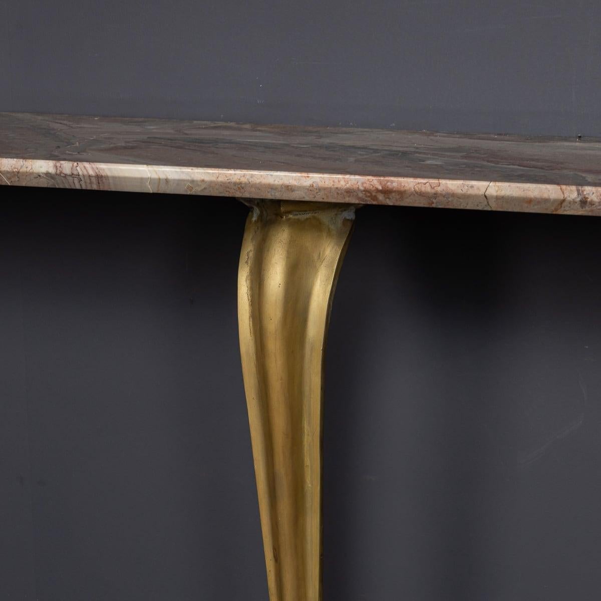 Console in ottone e marmo della metà del XX secolo con specchio c.1950 In condizioni buone in vendita a Royal Tunbridge Wells, Kent