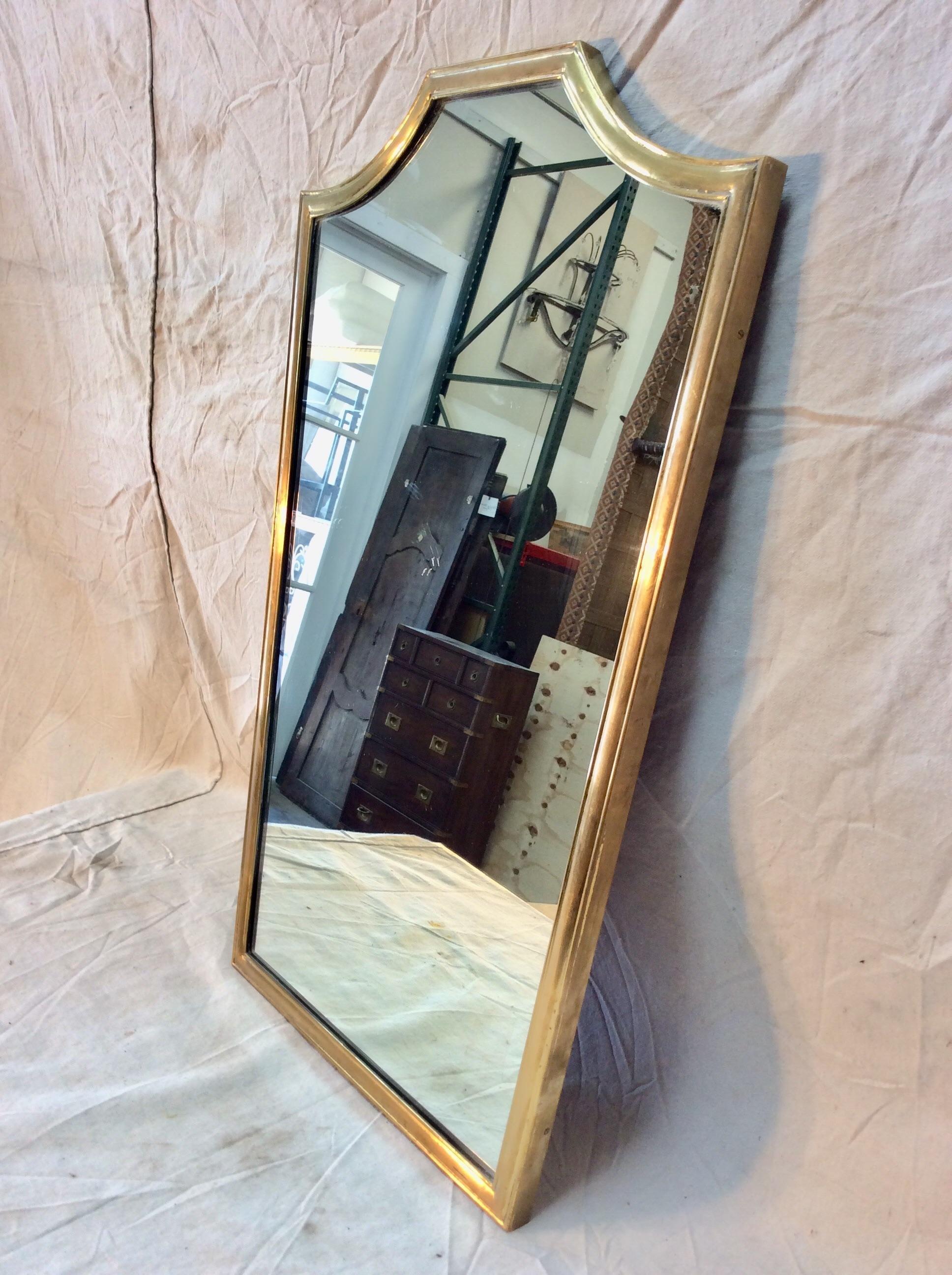 mid century brass mirror