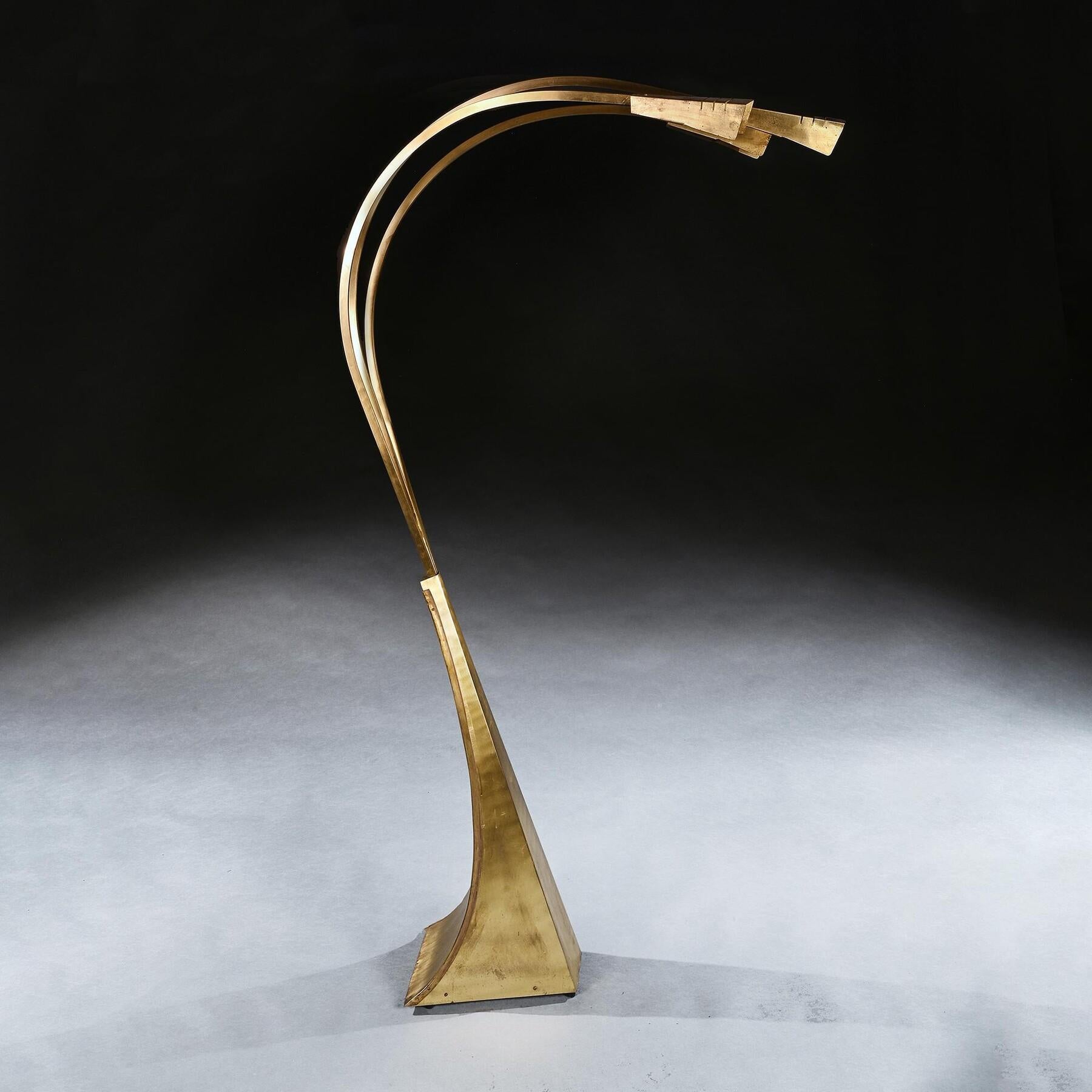 Mid-20th Century Italian Brass Three Arm Floor Lamp, 1960 In Good Condition For Sale In Benington, Herts