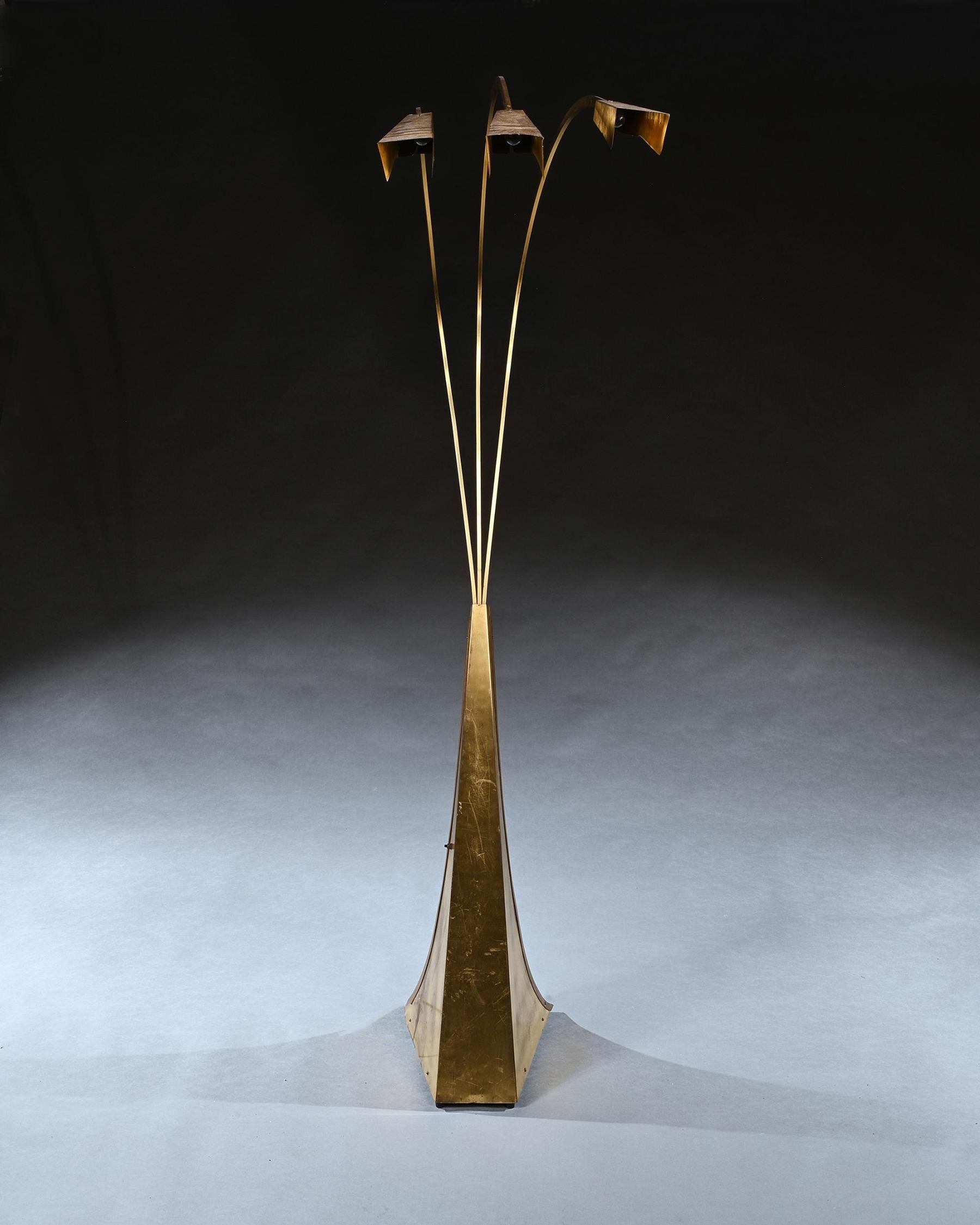 Mid-20th Century Italian Brass Three Arm Floor Lamp, 1960 For Sale 2