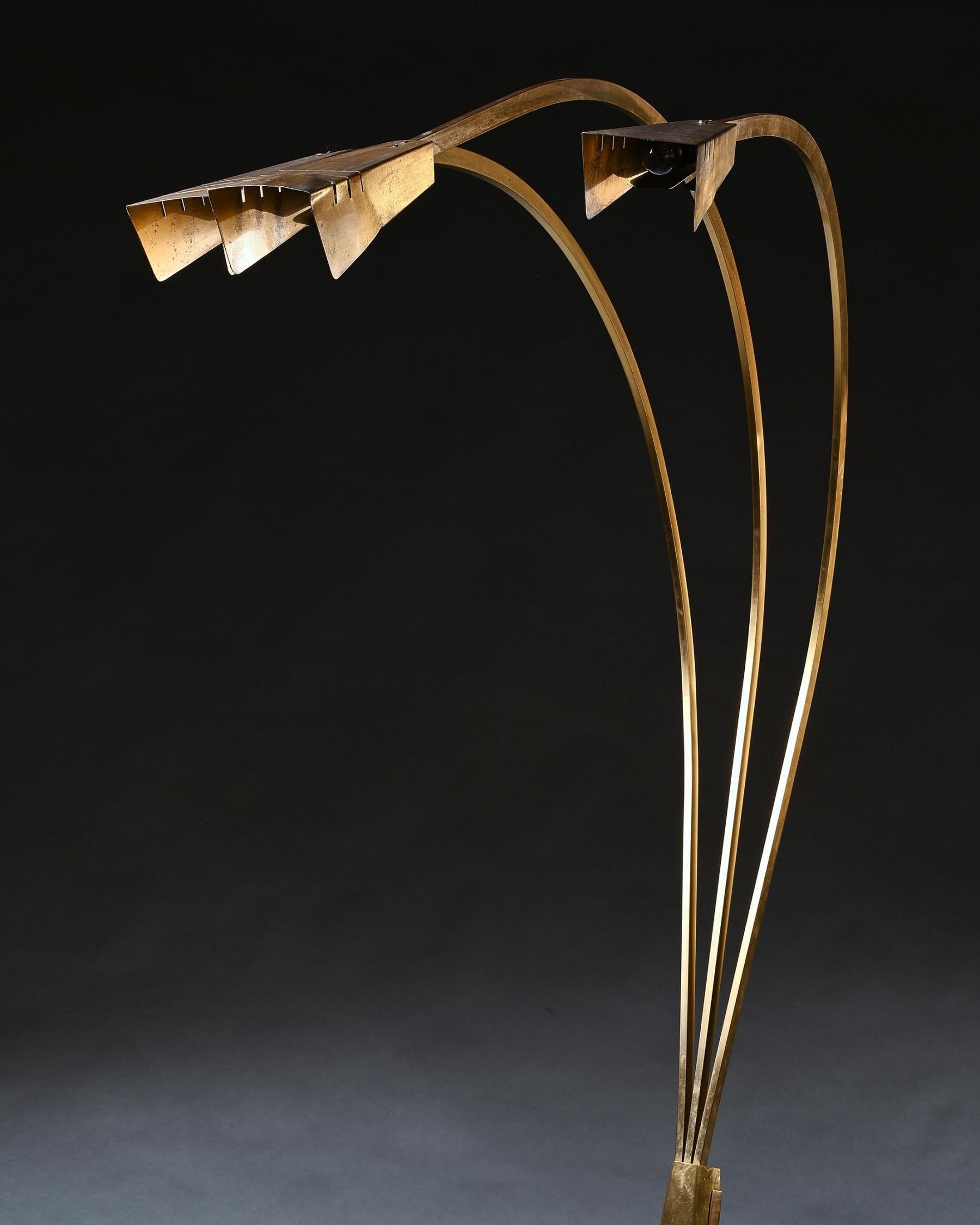 Mid-20th Century Italian Brass Three Arm Floor Lamp, 1960 For Sale 5