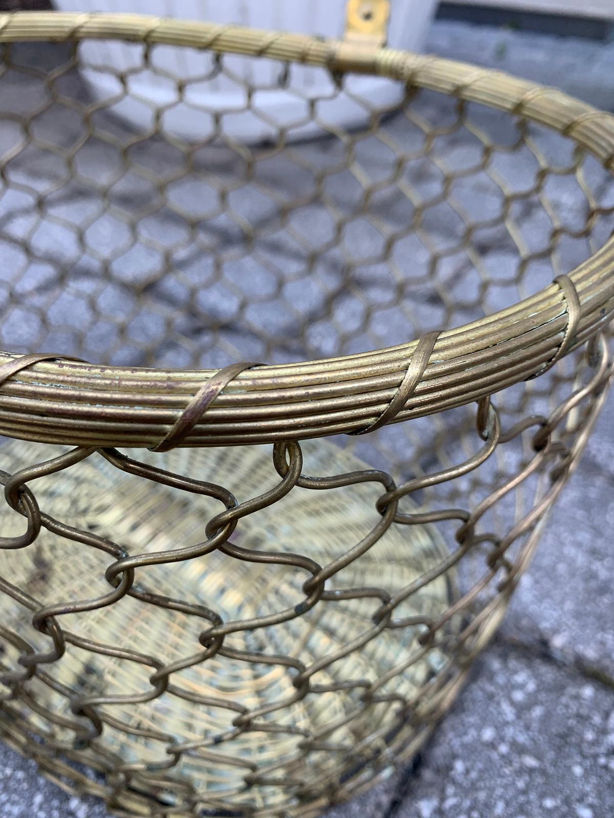 Mid-20th Century Italian Brass Wire Basket with Braided Handle 5