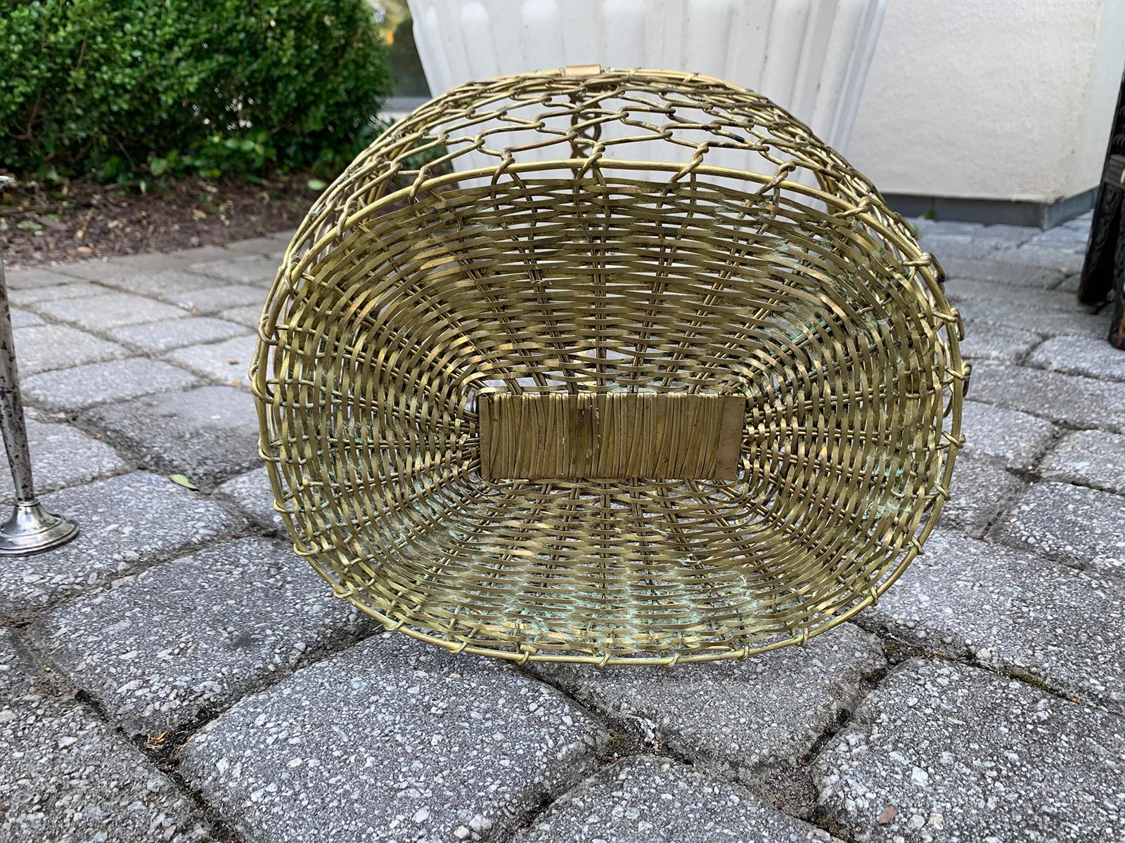Mid-20th Century Italian Brass Wire Basket with Braided Handle 6