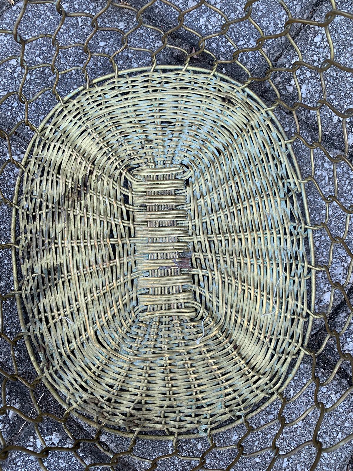 Mid-20th Century Italian Brass Wire Basket with Braided Handle 3