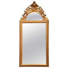 Mid-20th Century Italian Carved Giltwood Wall Mirror with Smoked Glass