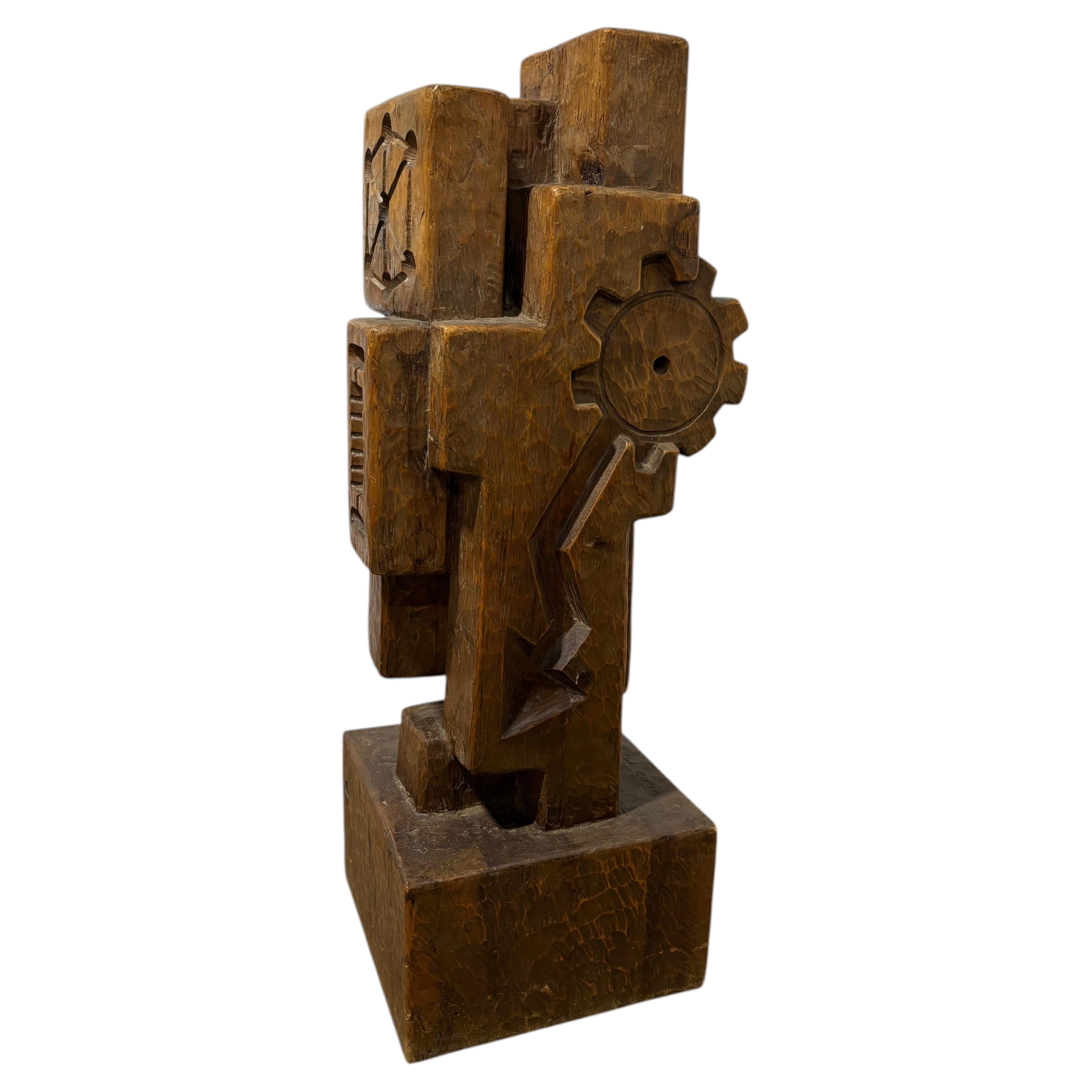 Scultura astratta in Wood Wood intagliato della metà del XX secolo di David David