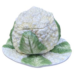 Mid-20th Century Italian Cauliflower Covered Dish with Underplate, All Marked