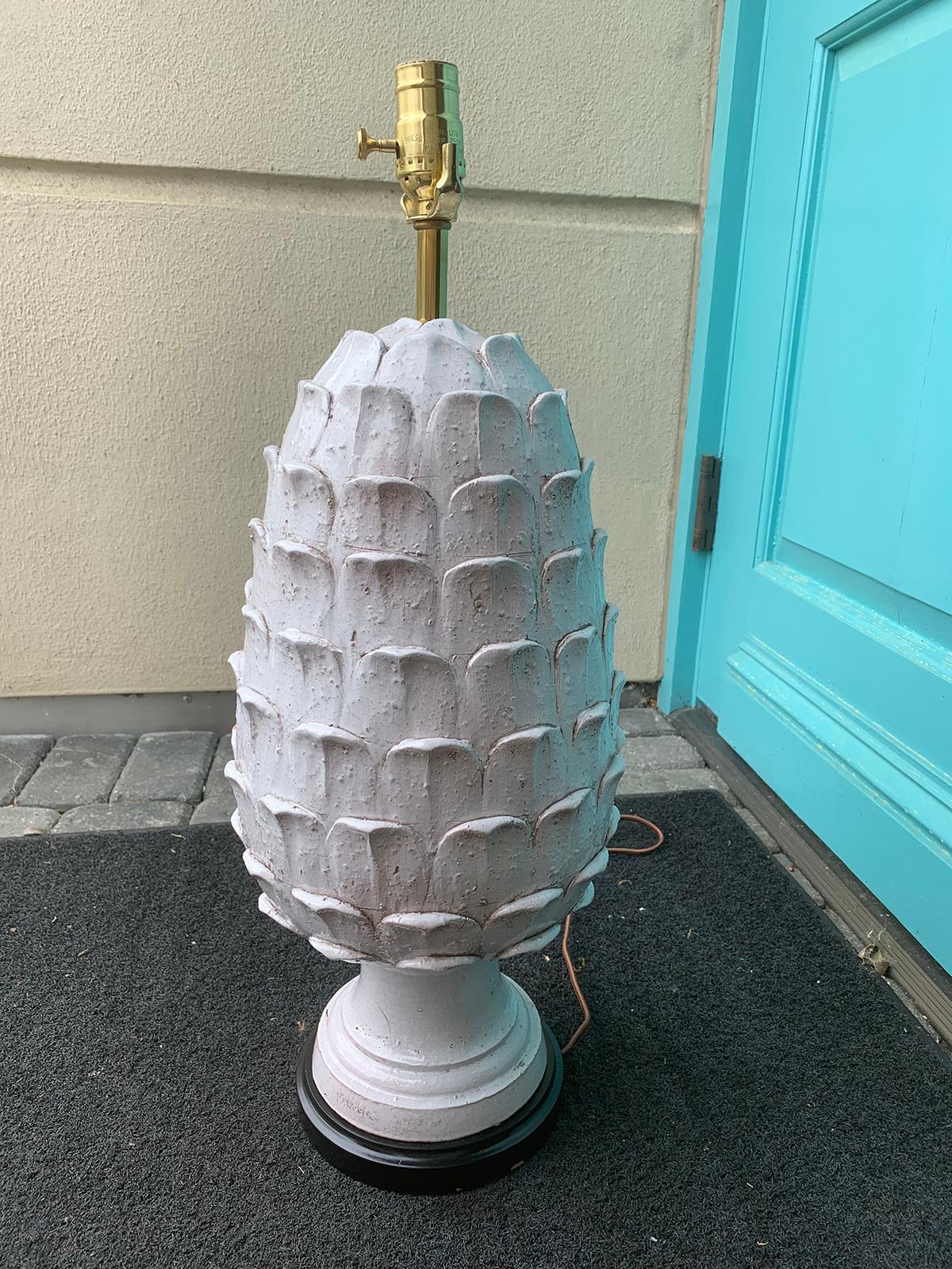 Mid-20th Century Italian Ceramic Artichoke Lamp 9