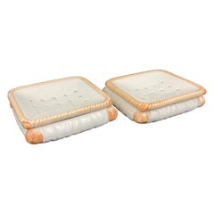 Mid-20th Century Italian Ceramic Pillow Form Soap Dishes - a Pair