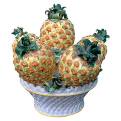 Mid-20th Century Italian Ceramic Pineapple Centerpiece, Labeled