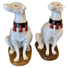 Mid 20th Century Italian Ceramic Whippet Sculptures - a Pair