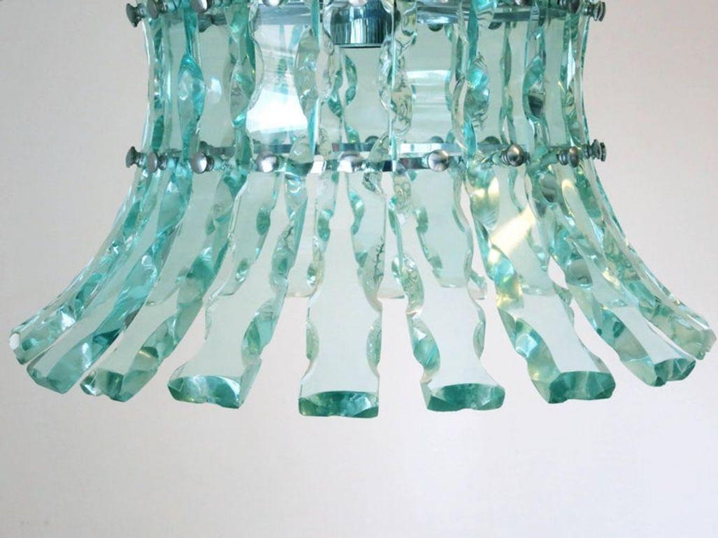 Glass Mid-20th Century Italian Chandelier Attributed to Fontana Arte, 1960s For Sale