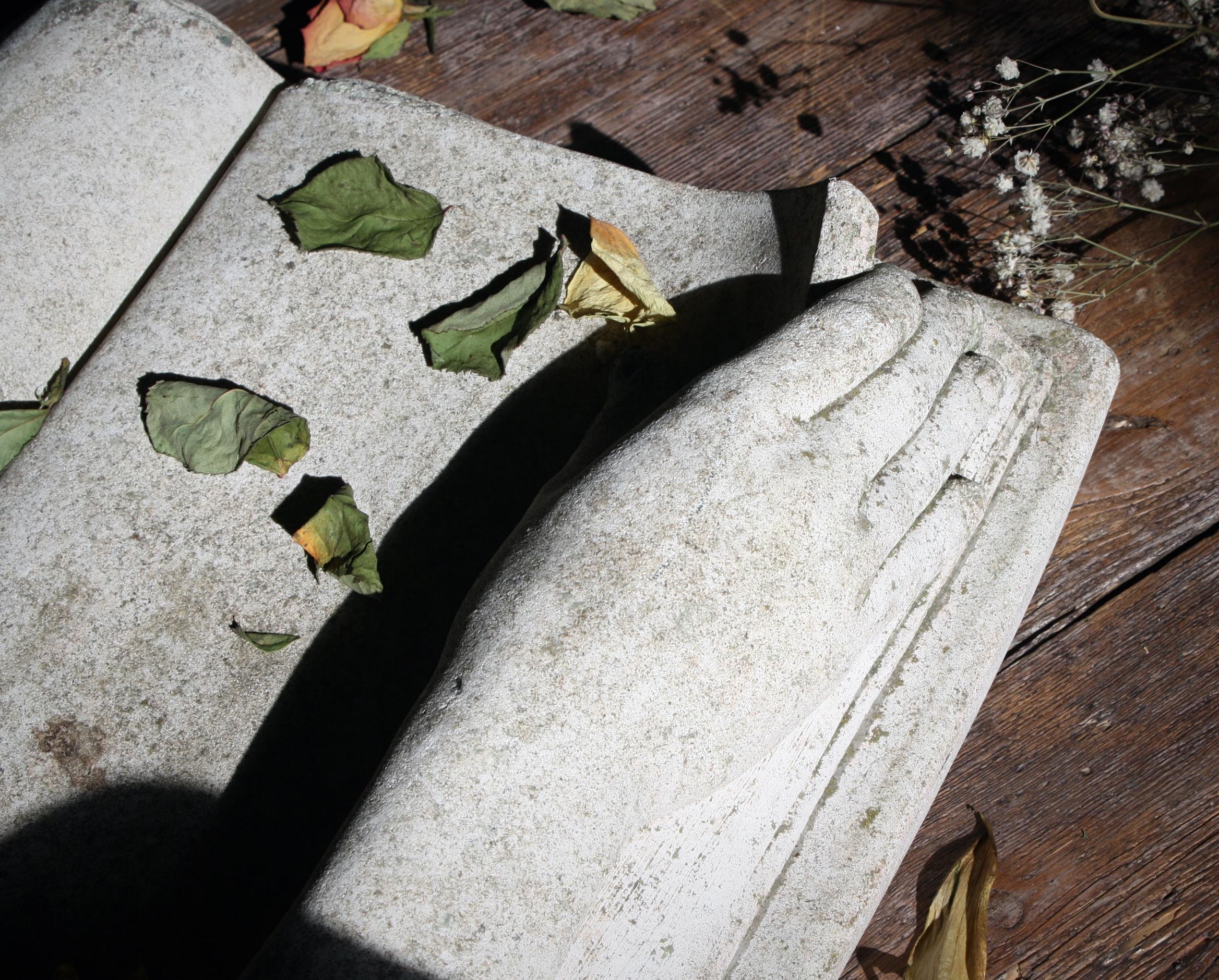 Mid-20th Century Italian Composite Marble & Limestone Grave Marker Memento Mori For Sale 5