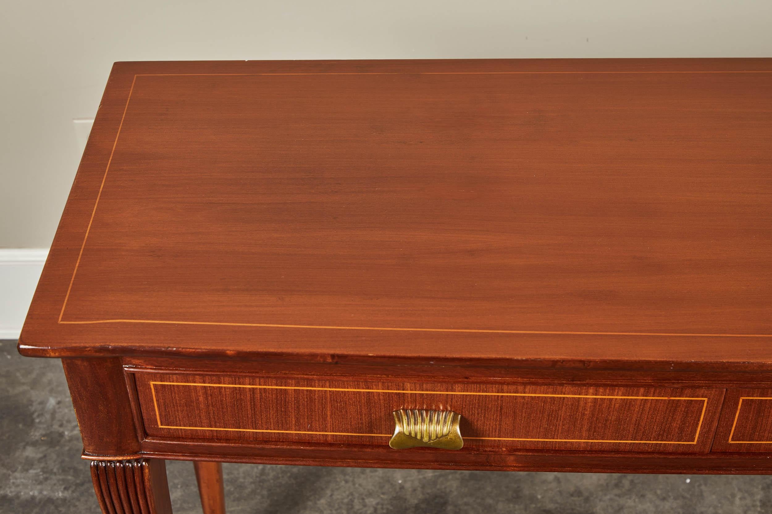Wood Mid-20th Century Italian Console with 3 Drawers For Sale