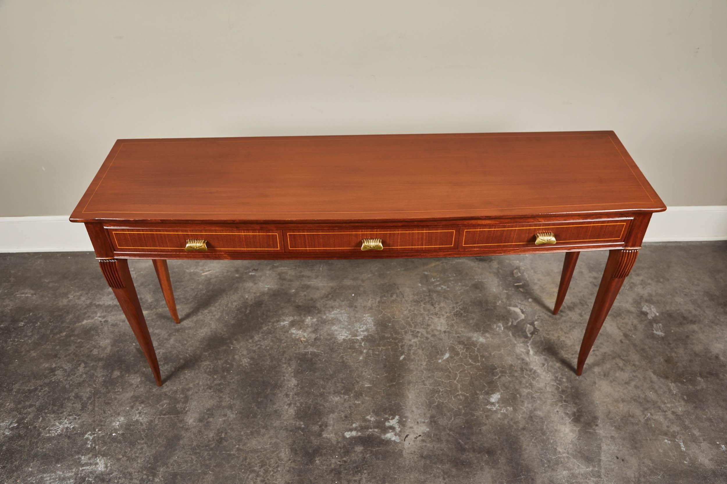 Mid-20th Century Italian Console with 3 Drawers For Sale 1