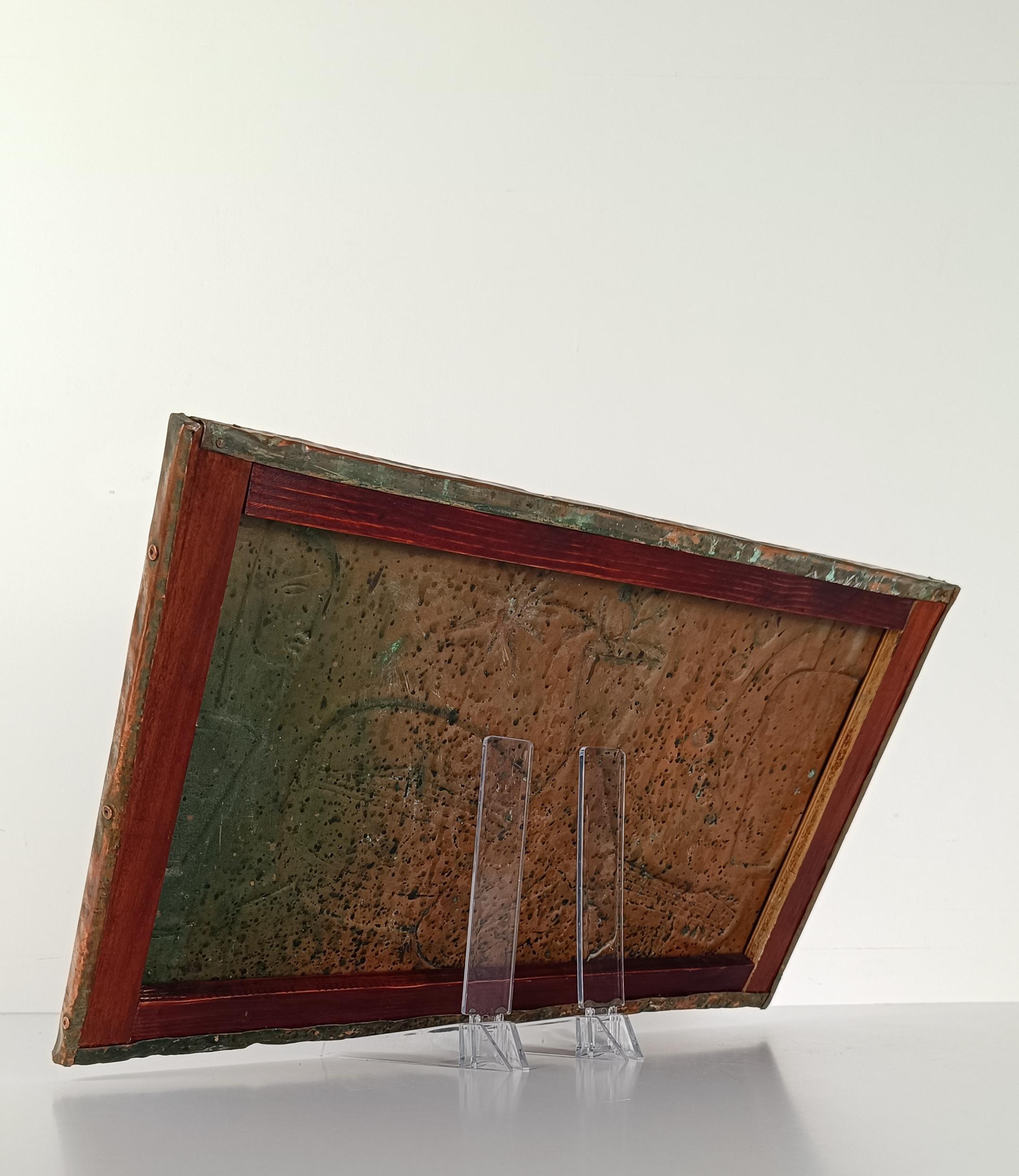 Pannello scultoreo in rame della metà del XX secolo in stile cubista, anni '50 in vendita 12