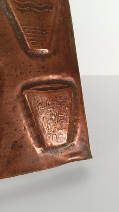 Mid-20th Century Italian Copper Sculpture Panel in Cubist Style, 50s