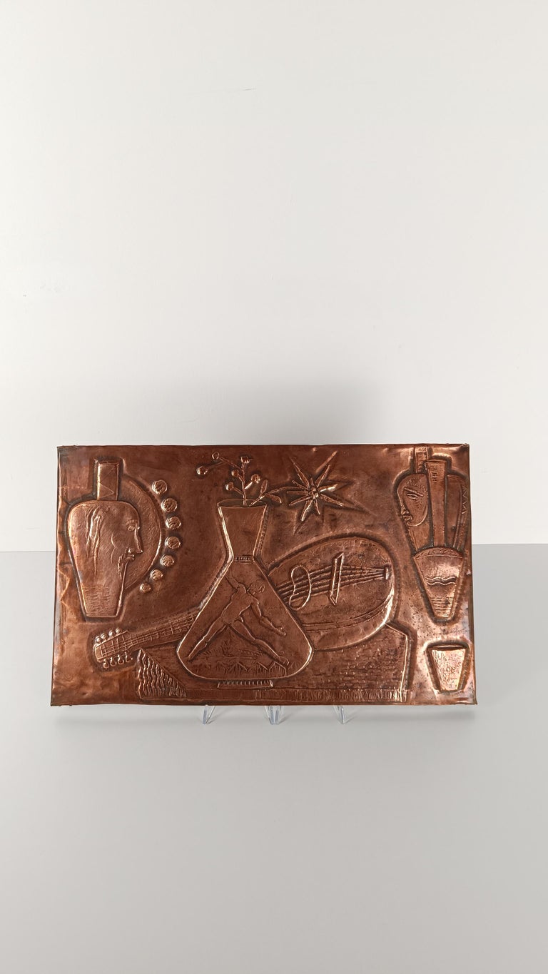 Panneau Mural En Cuivre Patiné – Fleur Sauvage, Copper&Craft, Art Métal Polonais
