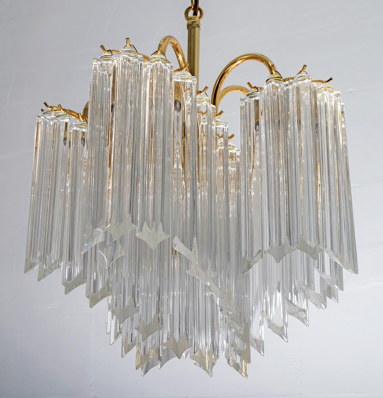 Brass Mid-20th Century Italian Crystal Murano 
