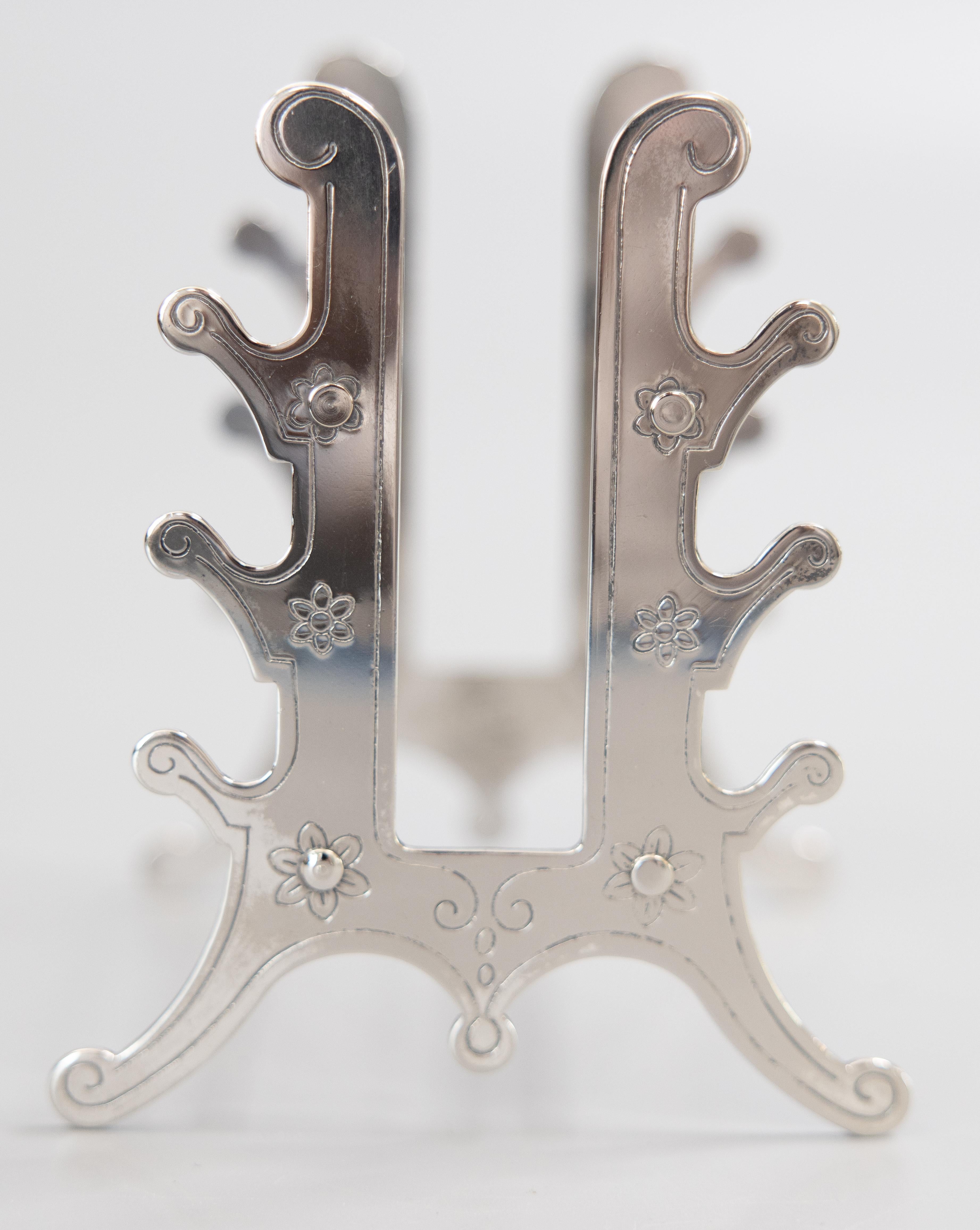 Mid-20th Century Italian El De Uberti Silver Plate Pen Rack Stand In Good Condition For Sale In Pearland, TX