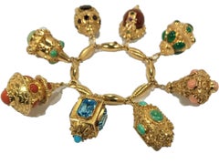 Mid-20th Century Italian Etruscan Revival Charm Bracelet- 8 Charms