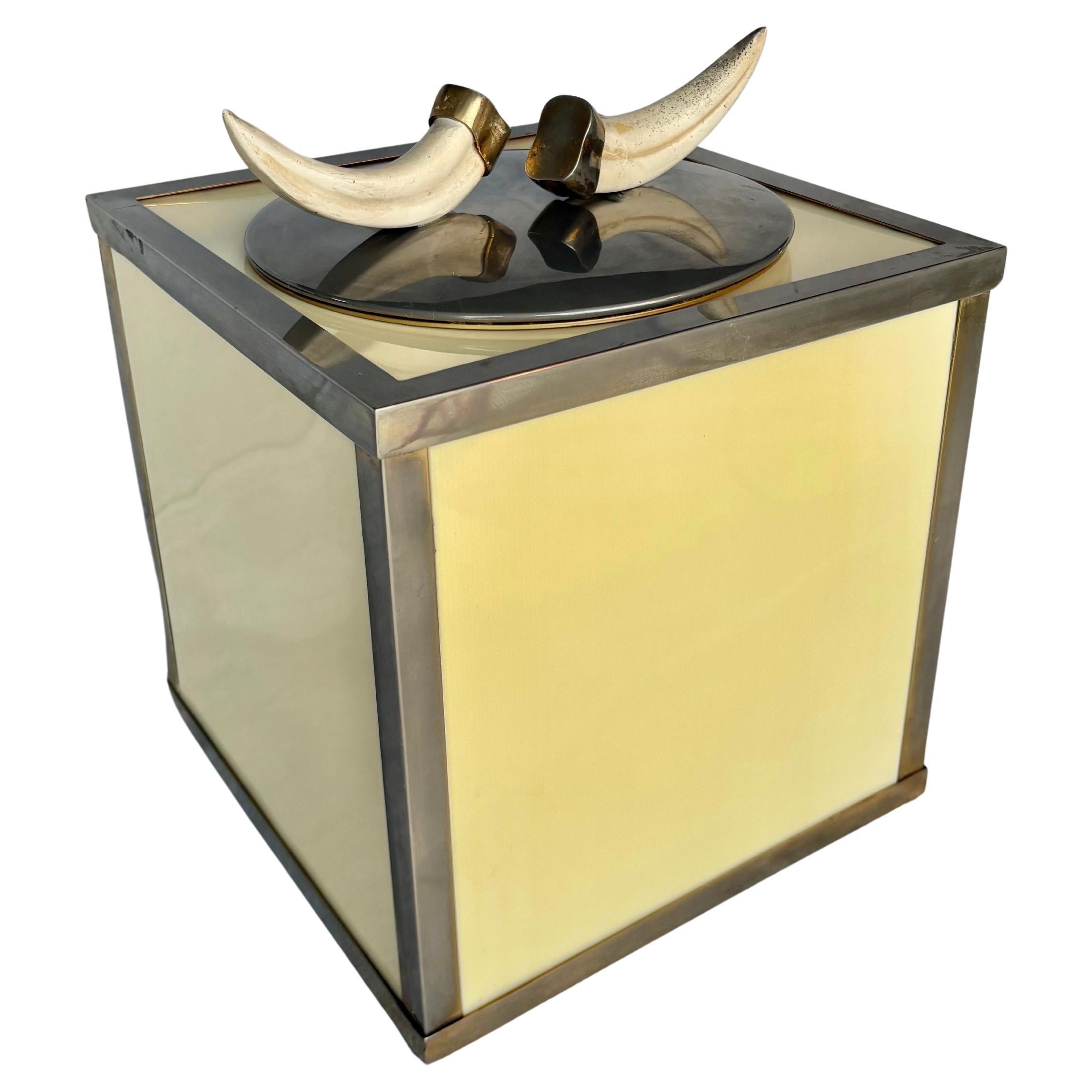 Mid 20th Century Italian Faux Horn Ice Bucket For Sale