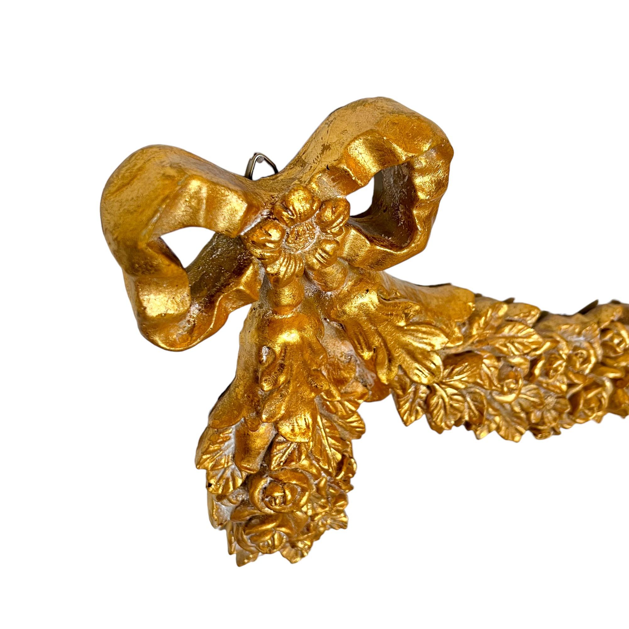 Mid 20th Century Italian Gilt Resin Floral Bows Wall Swag For Sale 5