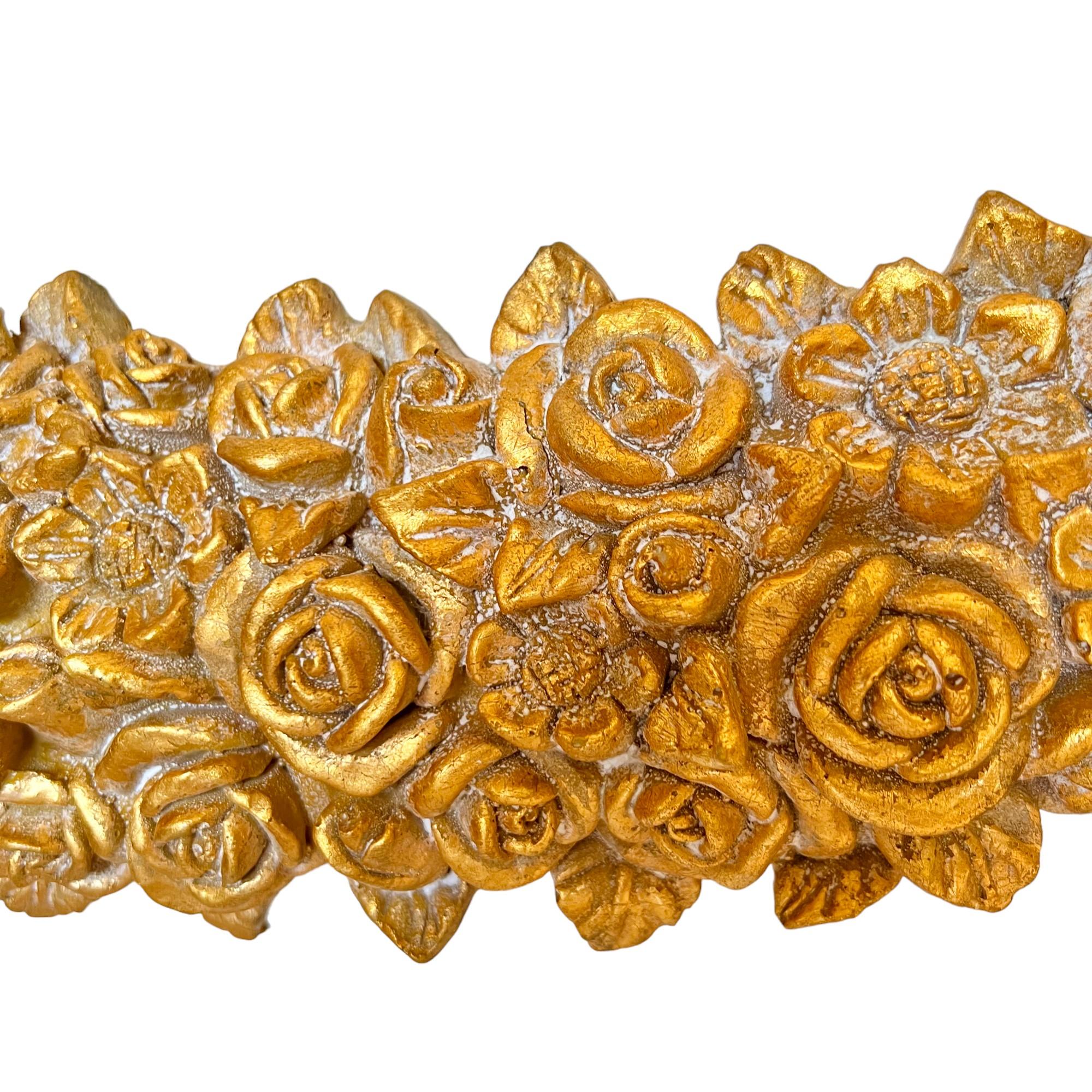 Mid 20th Century Italian Gilt Resin Floral Bows Wall Swag For Sale 1