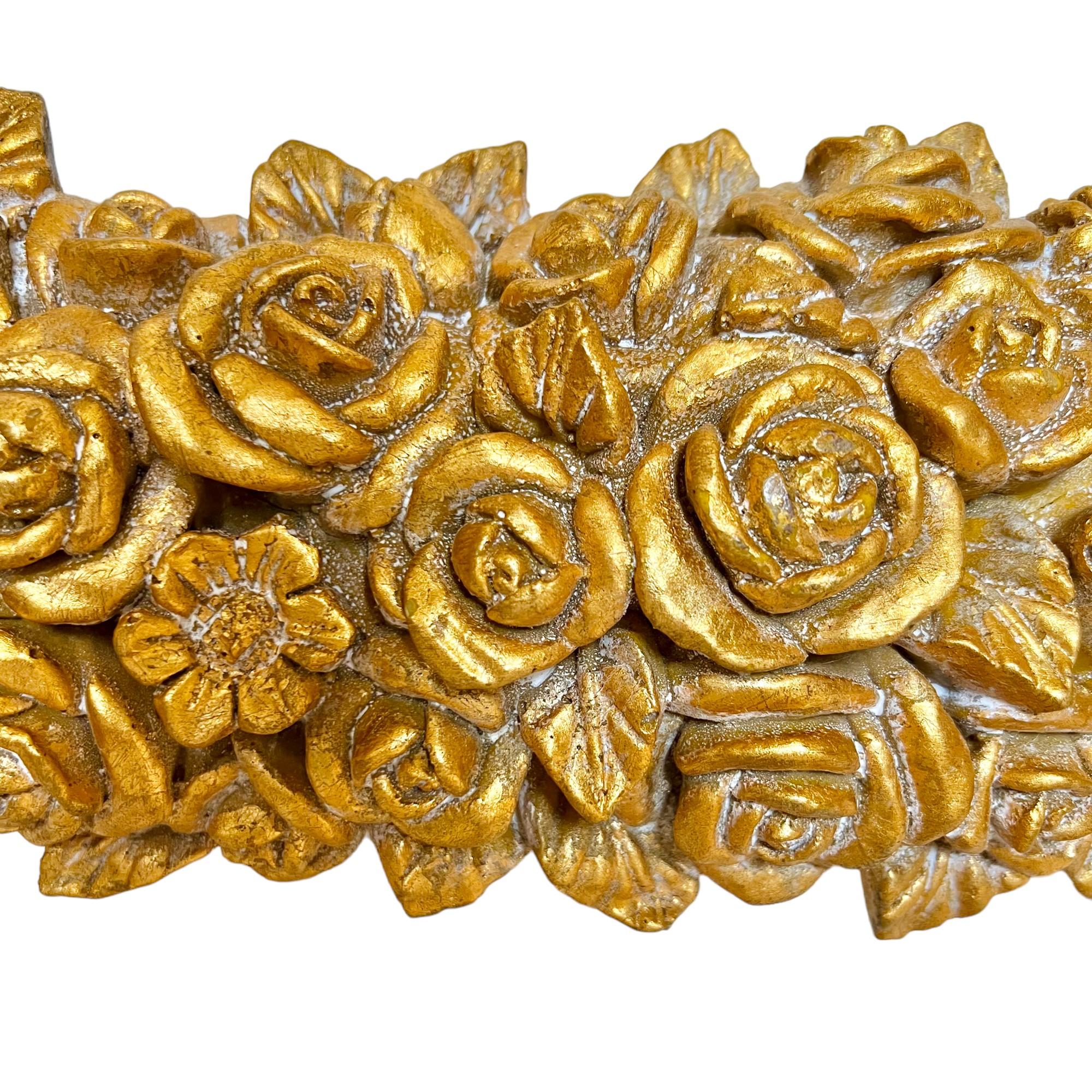 Mid 20th Century Italian Gilt Resin Floral Bows Wall Swag For Sale 2