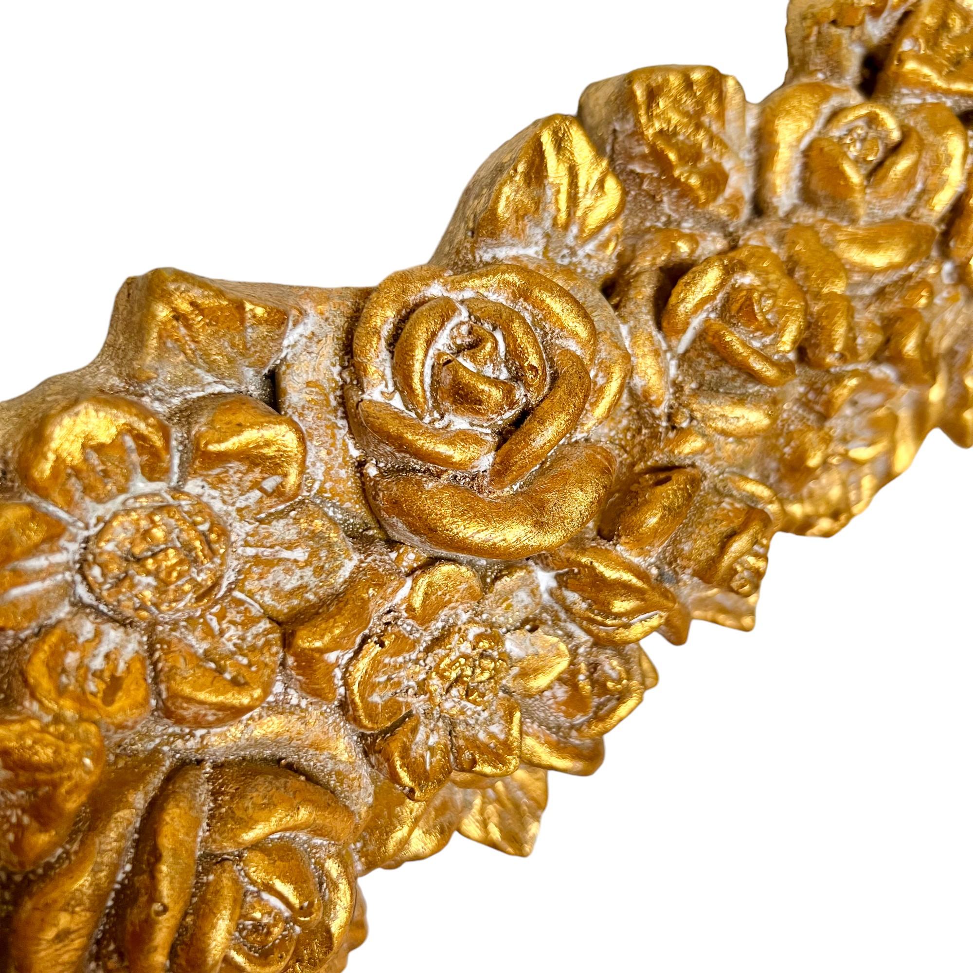 Mid 20th Century Italian Gilt Resin Floral Bows Wall Swag For Sale 3