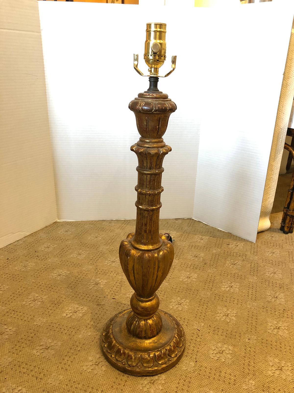 Mid-20th century Italian giltwood lamp.