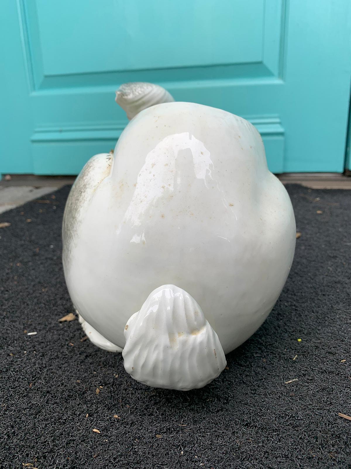 Mid-20th Century Italian Glazed Porcelain Bunny Cachepot or Planter, Marked 7
