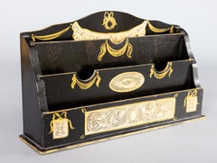 Mid-20th Century Italian Gold & Black Lacquered Wood Letter Holder