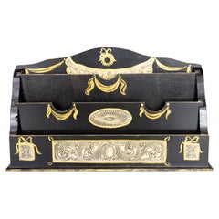 Mid-20th Century Italian Gold & Black Lacquered Wood Letter Holder