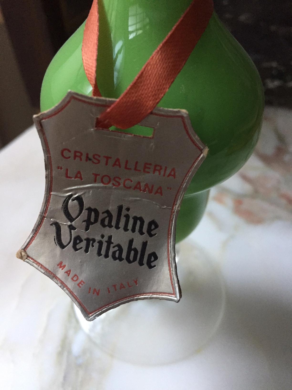 Mid-Century Modern Mid-20th Century Italian Green Opaline Glass Bud Vase For Sale