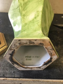 Mid-20th Century Italian Green and White Faux Marbre Lamp on Custom Base, Marked